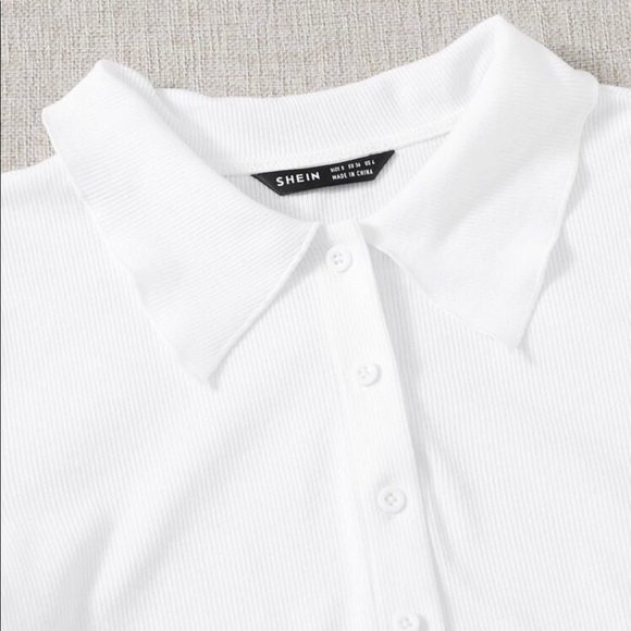 SHEIN Button Up Top And Split Hem Skirt Set - Picture 5 of 8